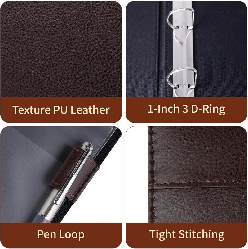 Antner 3 Ring Personal Check Binder for 3-on-a-Page End-Stub Deskbook & Personal 3 Holes or 9 Holes Small Size Checks, PU Leather Check Holder Checkbook Binder Cover with Zipper Pouch, Coffee - Image 4